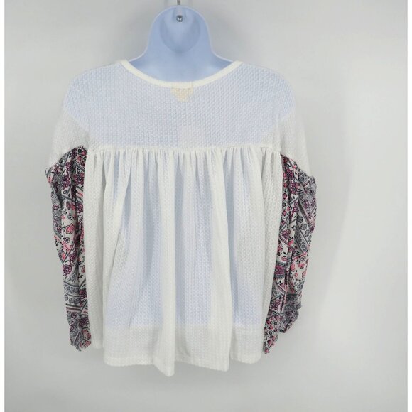 Baea Drop Shoulder Small White & Floral Patterned Top NWT $88 - Picture 5 of 6